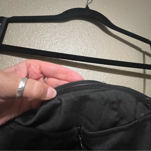 Strapless Elegant Black Satin Structured Jumpsuit Classy Dressy Chic - Picture 8 of 9